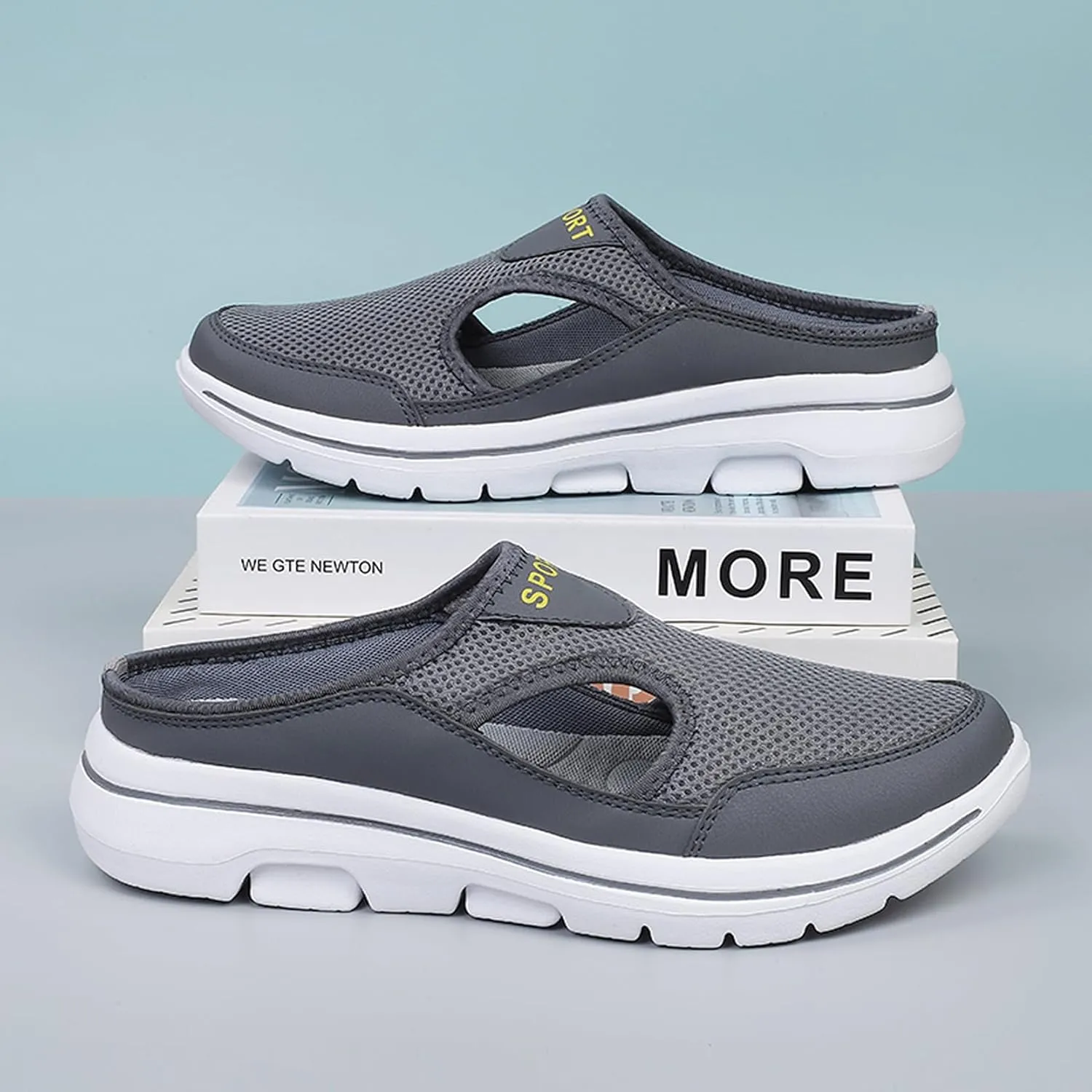 Men's Slip On Mules Womens Lightweight Open Back Shoes Comfort Walking Shoes Breathable Slippers Closed Toe Slides