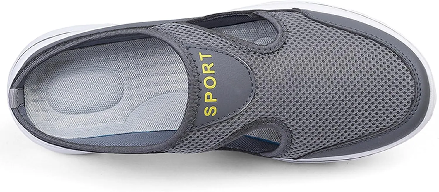 Men's Slip On Mules Womens Lightweight Open Back Shoes Comfort Walking Shoes Breathable Slippers Closed Toe Slides