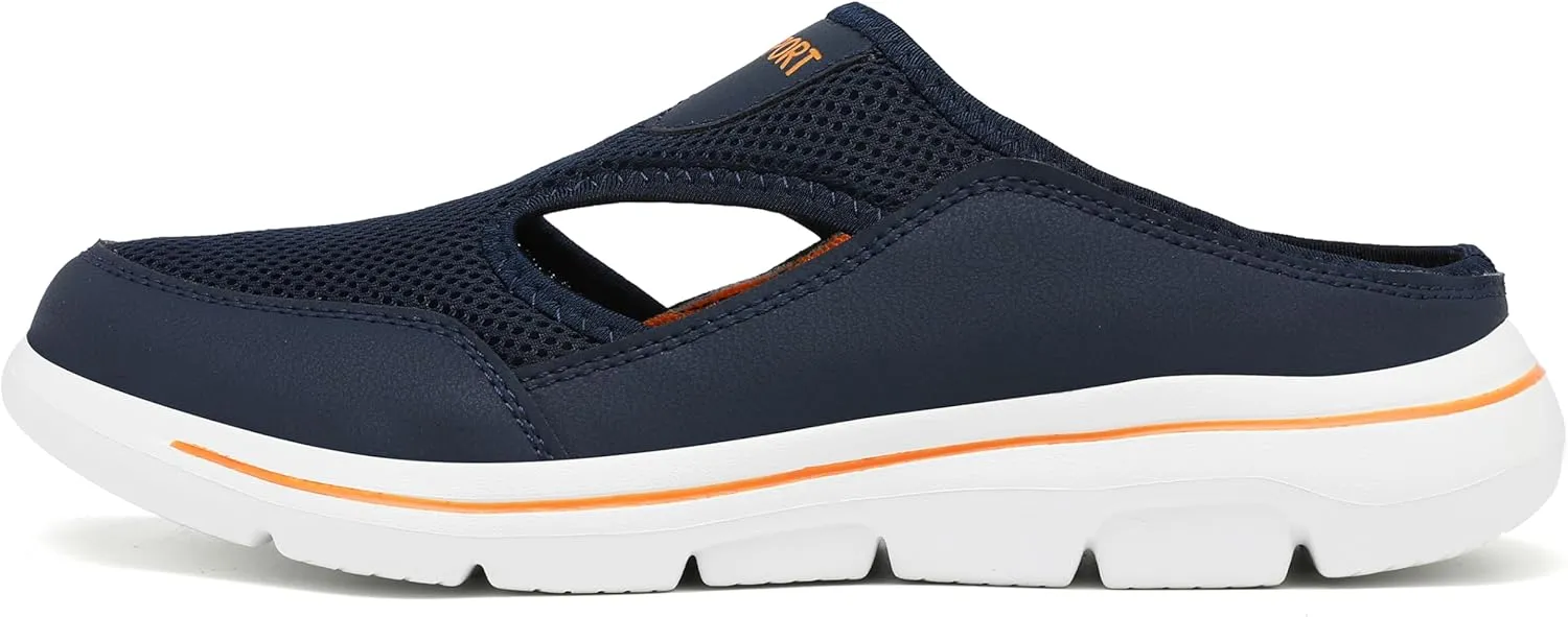 Men's Slip On Mules Womens Lightweight Open Back Shoes Comfort Walking Shoes Breathable Slippers Closed Toe Slides