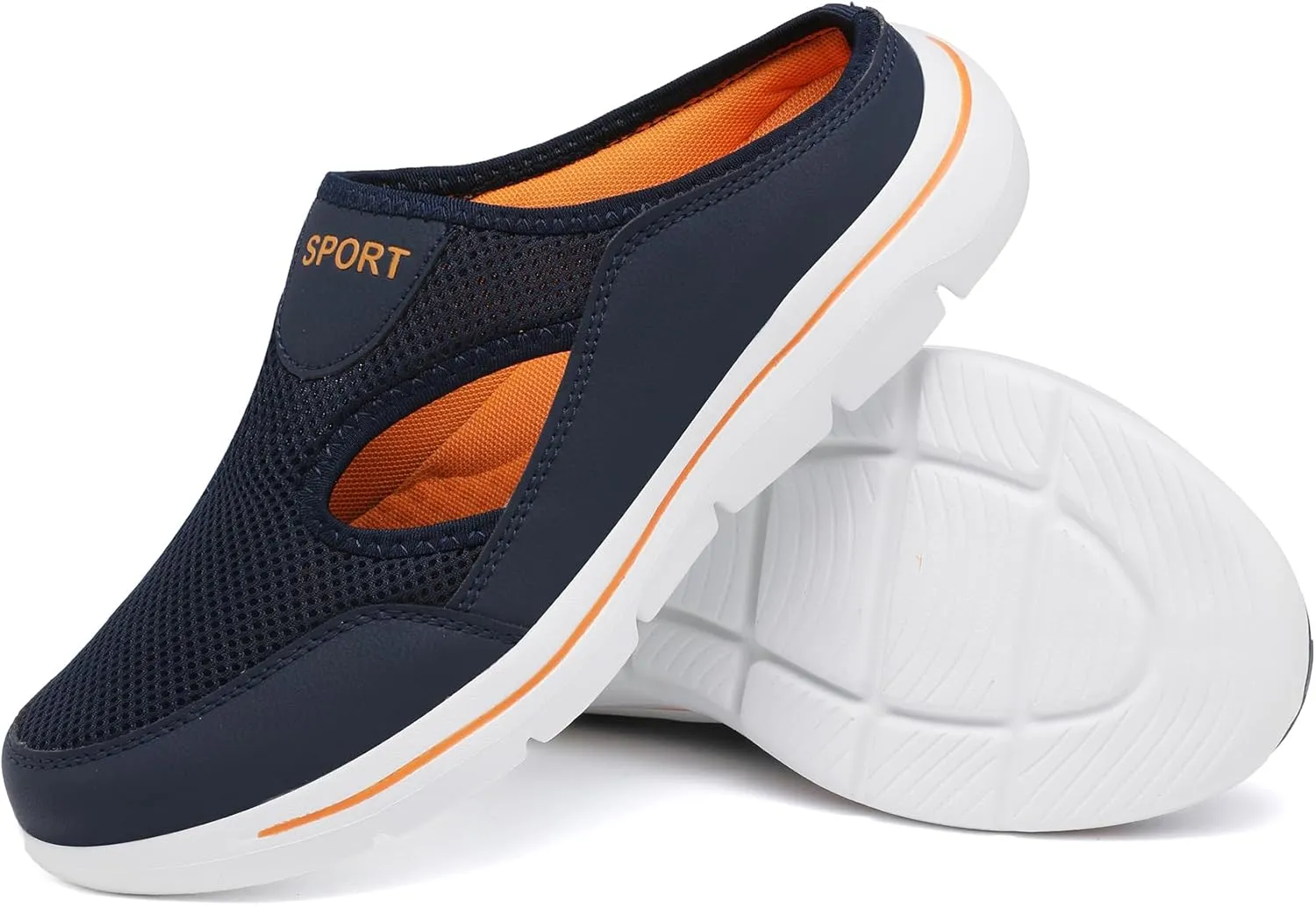 Men's Slip On Mules Womens Lightweight Open Back Shoes Comfort Walking Shoes Breathable Slippers Closed Toe Slides