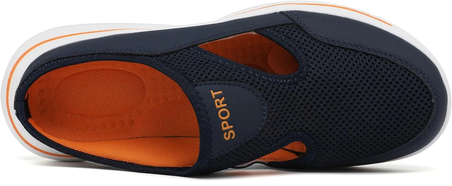 Men's Slip On Mules Womens Lightweight Open Back Shoes Comfort Walking Shoes Breathable Slippers Closed Toe Slides