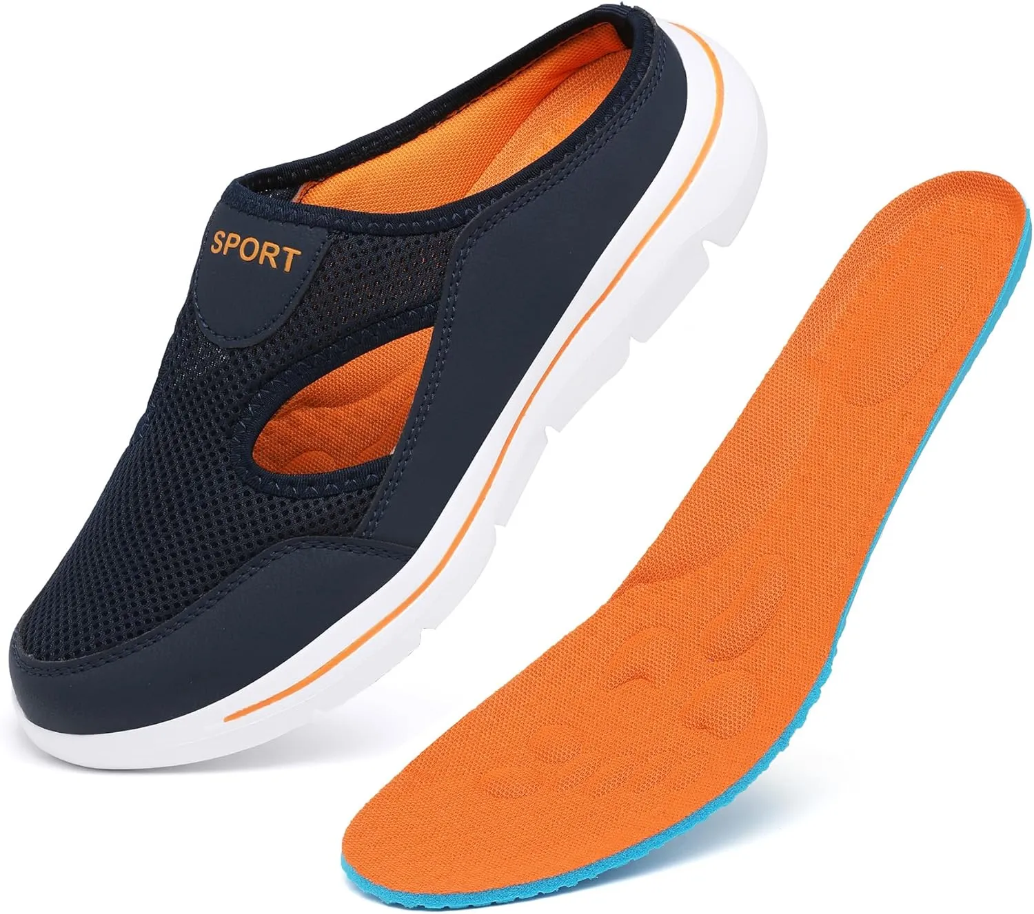 Men's Slip On Mules Womens Lightweight Open Back Shoes Comfort Walking Shoes Breathable Slippers Closed Toe Slides