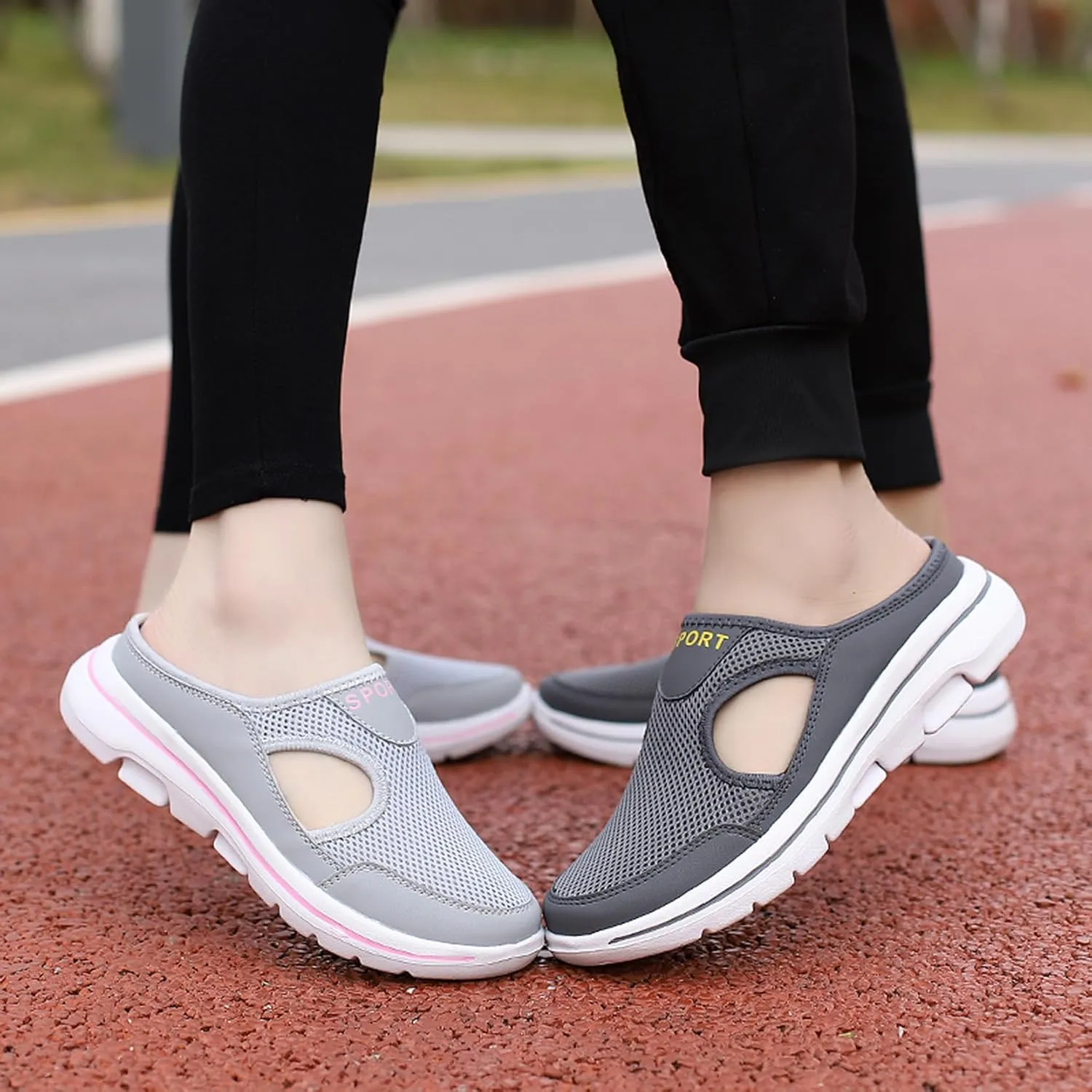 Men's Slip On Mules Womens Lightweight Open Back Shoes Comfort Walking Shoes Breathable Slippers Closed Toe Slides