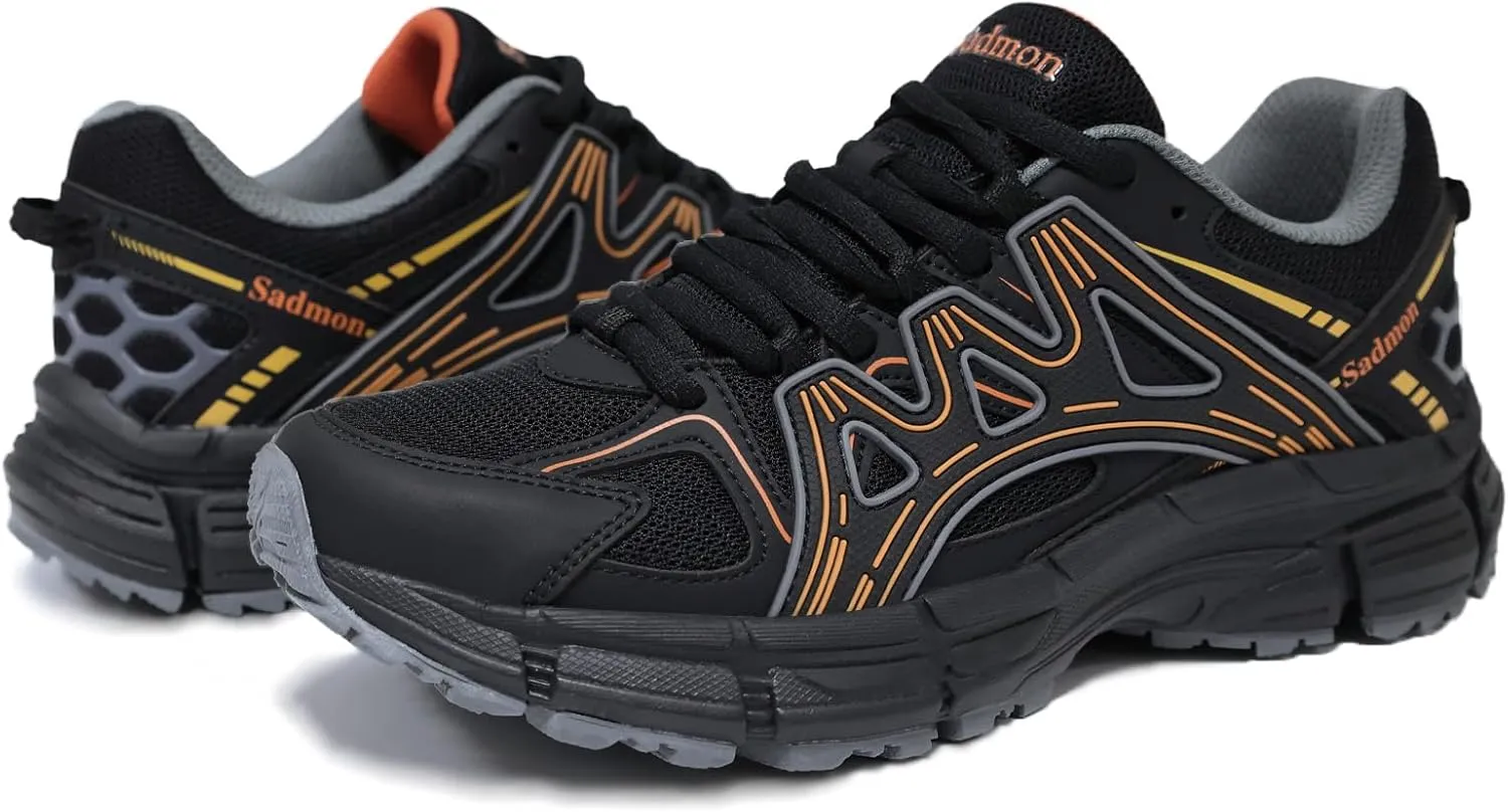 Men's Slip Resistant Trail Running Shoes - Supportive Athletic Shoes for Outdoor Fitness Walking, Road Running and Gym Training