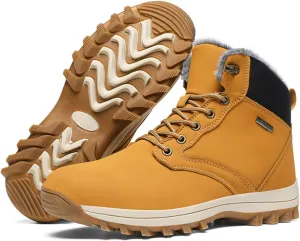 Men's Snow Boots Winter Anti-Slip Water-Proof Warmth Lightweight Fur-Lined Comfort Outdoor Insulated Ankle Lace-Up Wear-Resistant Cold Hiking Climbing Classic Booties