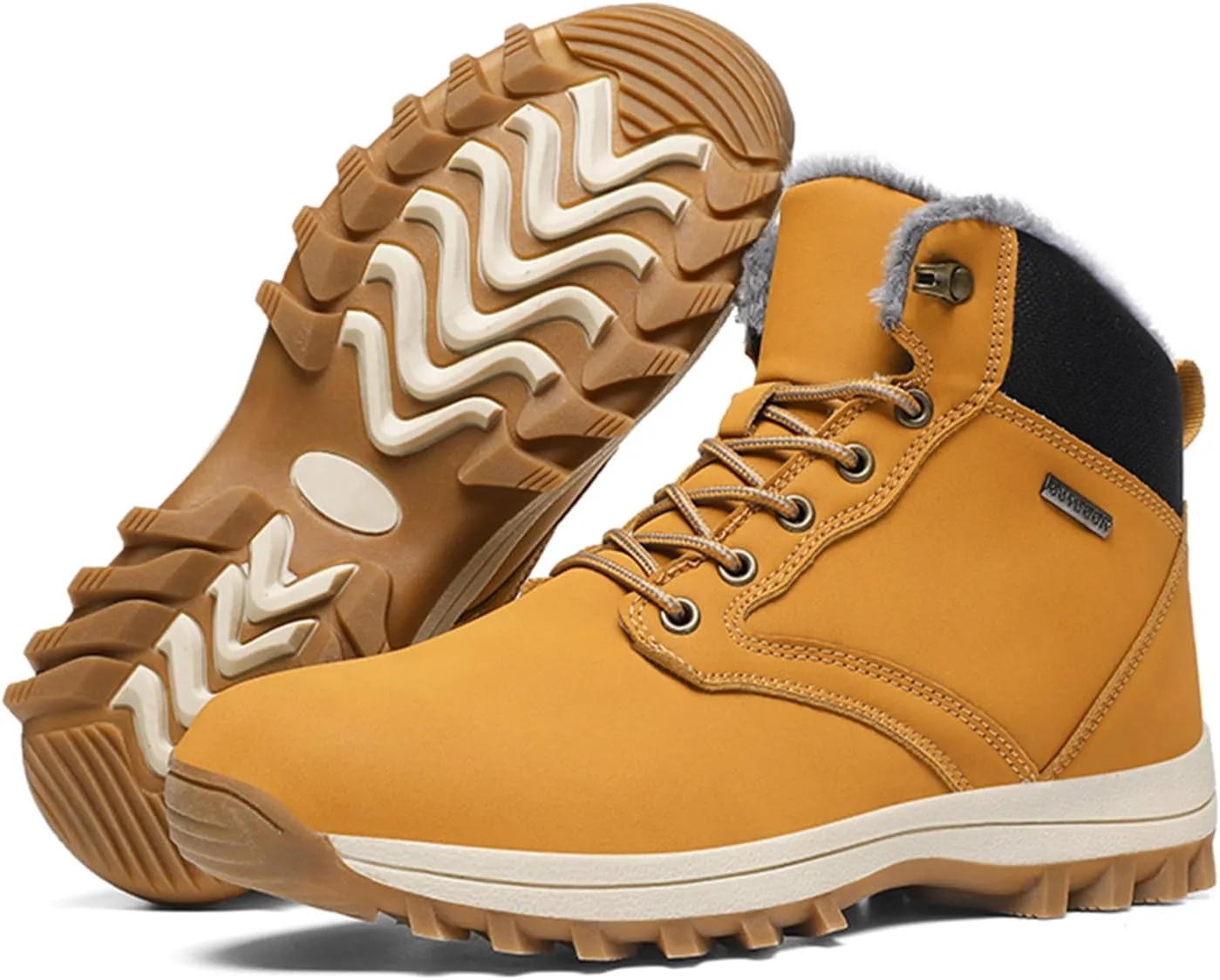 Men's Snow Boots Winter Anti-Slip Water-Proof Warmth Lightweight Fur-Lined Comfort Outdoor Insulated Ankle Lace-Up Wear-Resistant Cold Hiking Climbing Classic Booties