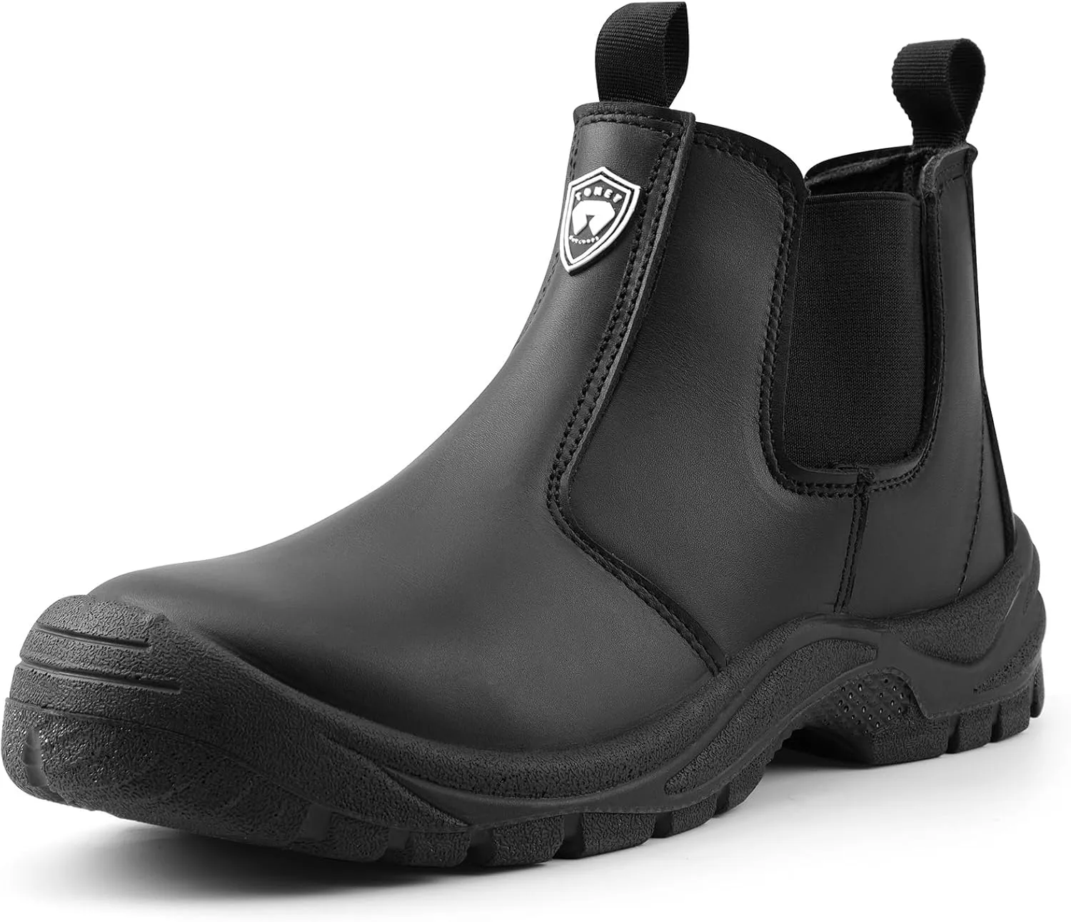 Men's Steel Toe Work Boots,Slip Resistant Chelsea Boots, Men's Industrial & Construction Shoes,Waterproof,Lightweight,Comfortable,Non-Slip Safety Shoes,Black