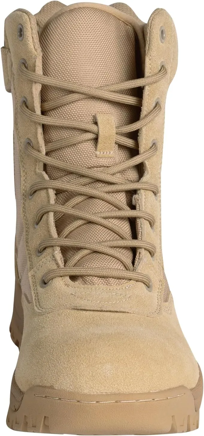 Men's Tactical Boots with Side Zipper 7 Inches Durable Suede Military Work Boots Hiking Boots