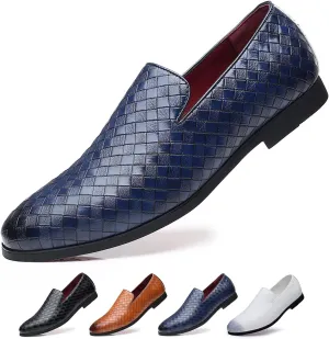 Men's Vegan Leather Smoking Loafers Slip-on Flat Casual Lightweight Driving Walking Shoes Business Dress Oxford Shoes