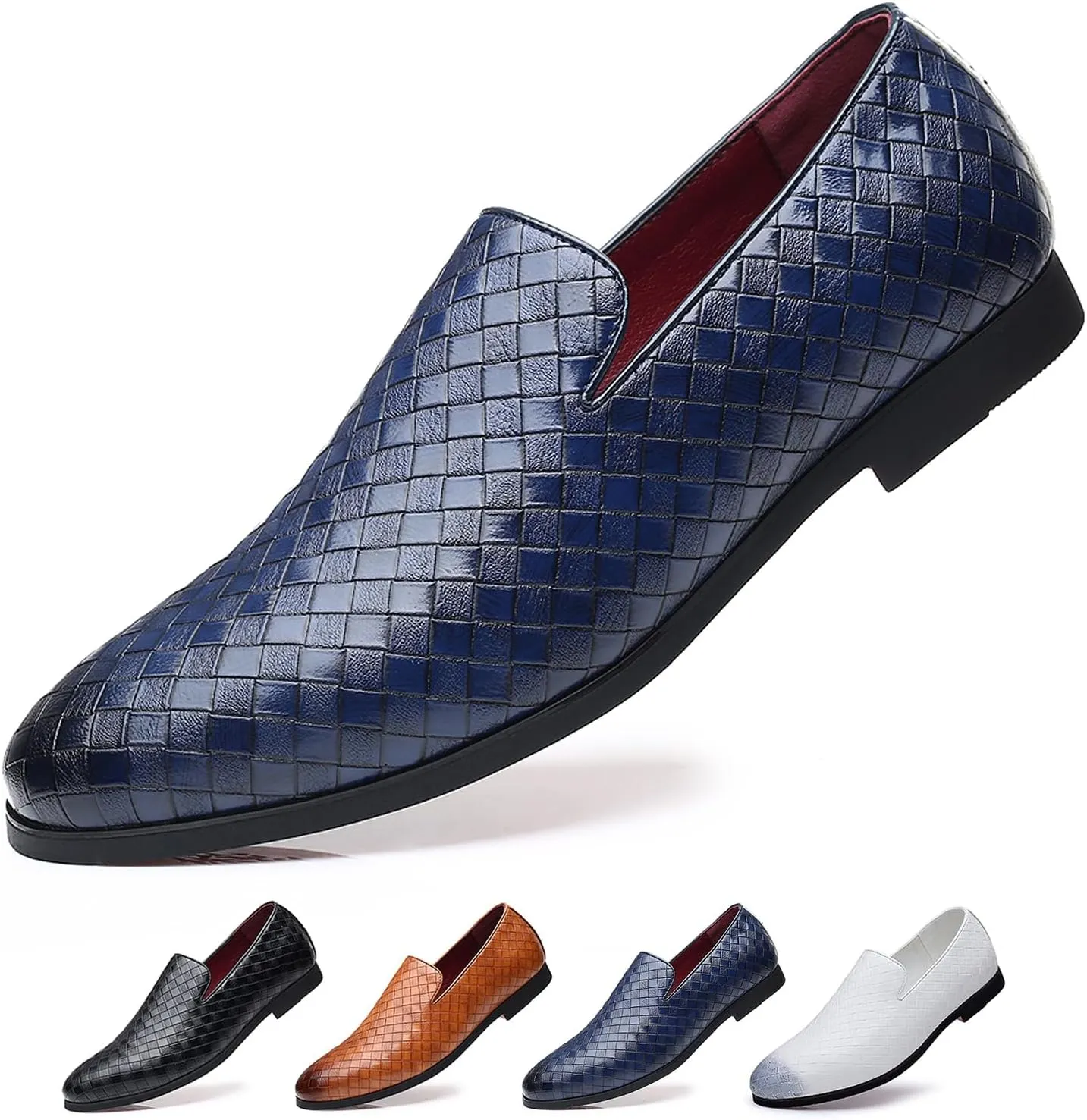 Men's Vegan Leather Smoking Loafers Slip-on Flat Casual Lightweight Driving Walking Shoes Business Dress Oxford Shoes