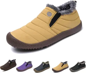 Men's Waterproof Warm Plush Lined Outdoor Snow Ankle Boots,Anti-Slip Slip-on Lightweight Winter Shoes
