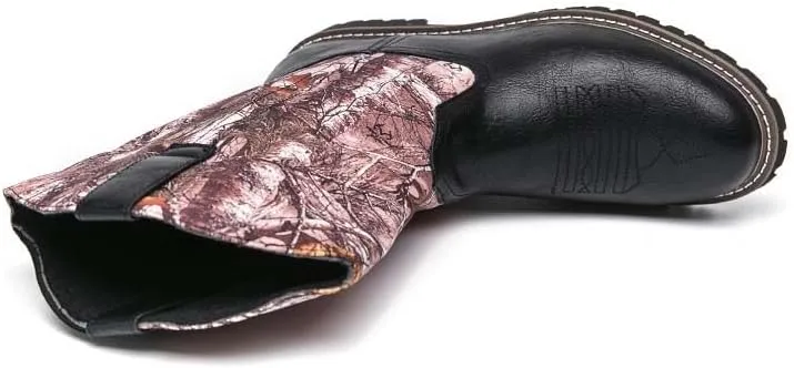 Men's Western Boots,Men's Cowboy Boots,Men's Outdoor Casual Leather Boots,Biker Boots,Leaf Graffiti Design,Fashion and Comfortable,Non-slip,Durable and Soft