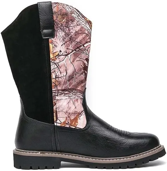 Men's Western Boots,Men's Cowboy Boots,Men's Outdoor Casual Leather Boots,Biker Boots,Leaf Graffiti Design,Fashion and Comfortable,Non-slip,Durable and Soft