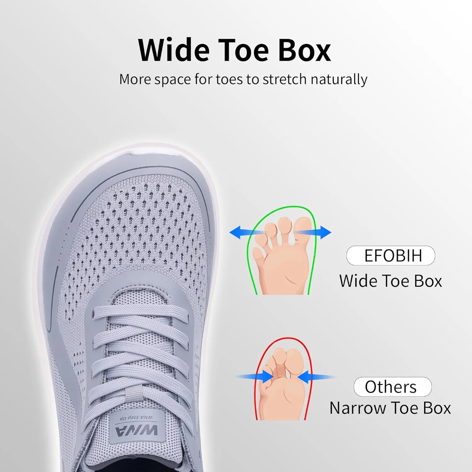 Mens Wide Toe Walking Shoes | Zero Drop Minimalist Tennis Sneakers for Men | Slip On Arch Support Orthotic Shoes for Plantar Fasciitis