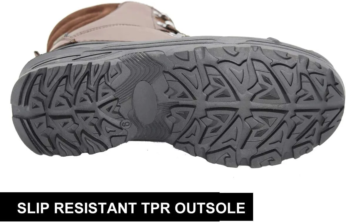 Men's Winter Snow Boots Waterproof Non-Slip Insulated Warm Safe and Durable Outdoor Ski Classic Suede, Non-Slip Rubber Outsole, Cushioned EVA Insoles，Mid-Calf Height Boots