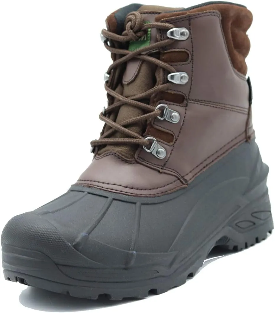 Men's Winter Snow Boots Waterproof Non-Slip Insulated Warm Safe and Durable Outdoor Ski Classic Suede, Non-Slip Rubber Outsole, Cushioned EVA Insoles，Mid-Calf Height Boots