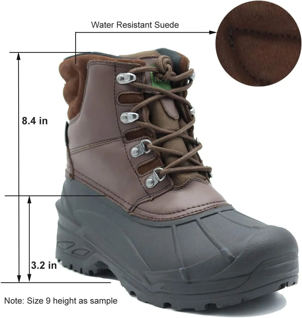 Men's Winter Snow Boots Waterproof Non-Slip Insulated Warm Safe and Durable Outdoor Ski Classic Suede, Non-Slip Rubber Outsole, Cushioned EVA Insoles，Mid-Calf Height Boots