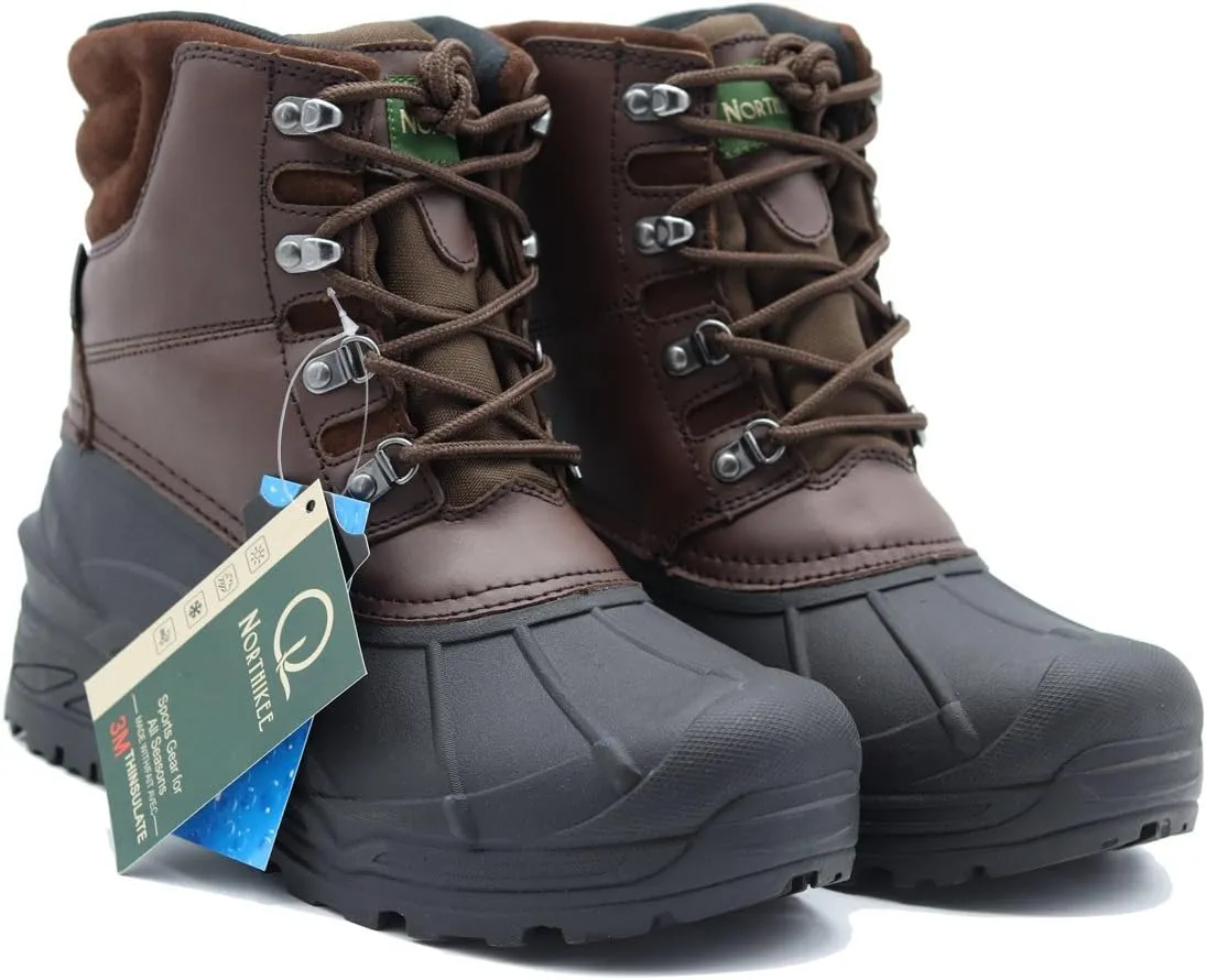 Men's Winter Snow Boots Waterproof Non-Slip Insulated Warm Safe and Durable Outdoor Ski Classic Suede, Non-Slip Rubber Outsole, Cushioned EVA Insoles，Mid-Calf Height Boots