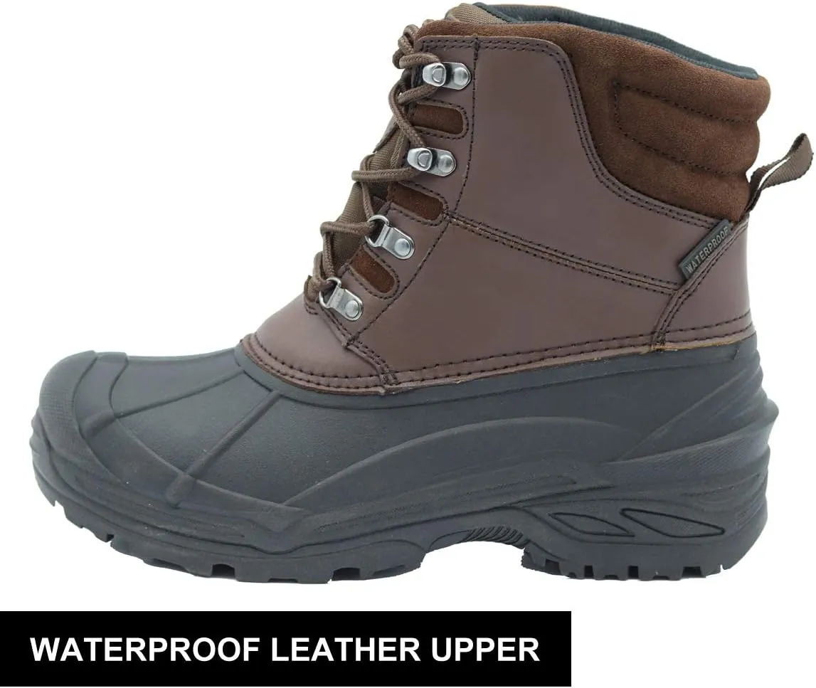 Men's Winter Snow Boots Waterproof Non-Slip Insulated Warm Safe and Durable Outdoor Ski Classic Suede, Non-Slip Rubber Outsole, Cushioned EVA Insoles，Mid-Calf Height Boots