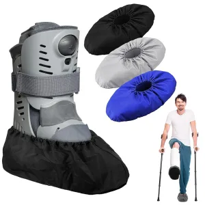 Mepase 12 Pieces Fracture Walking Boot Cover, Reusable Waterproof Non-Skid Foot Brace Cover for Walking Boot Cast Rain, Black Gray Blue(14.96 x 5.51 Inches)