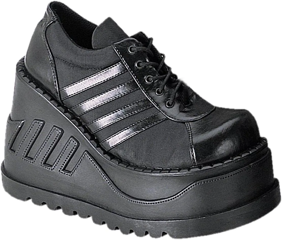 mikarka Black Platform Booties for Women, Lace Up Wedge Round Toe Combat Ankle Boots Goth