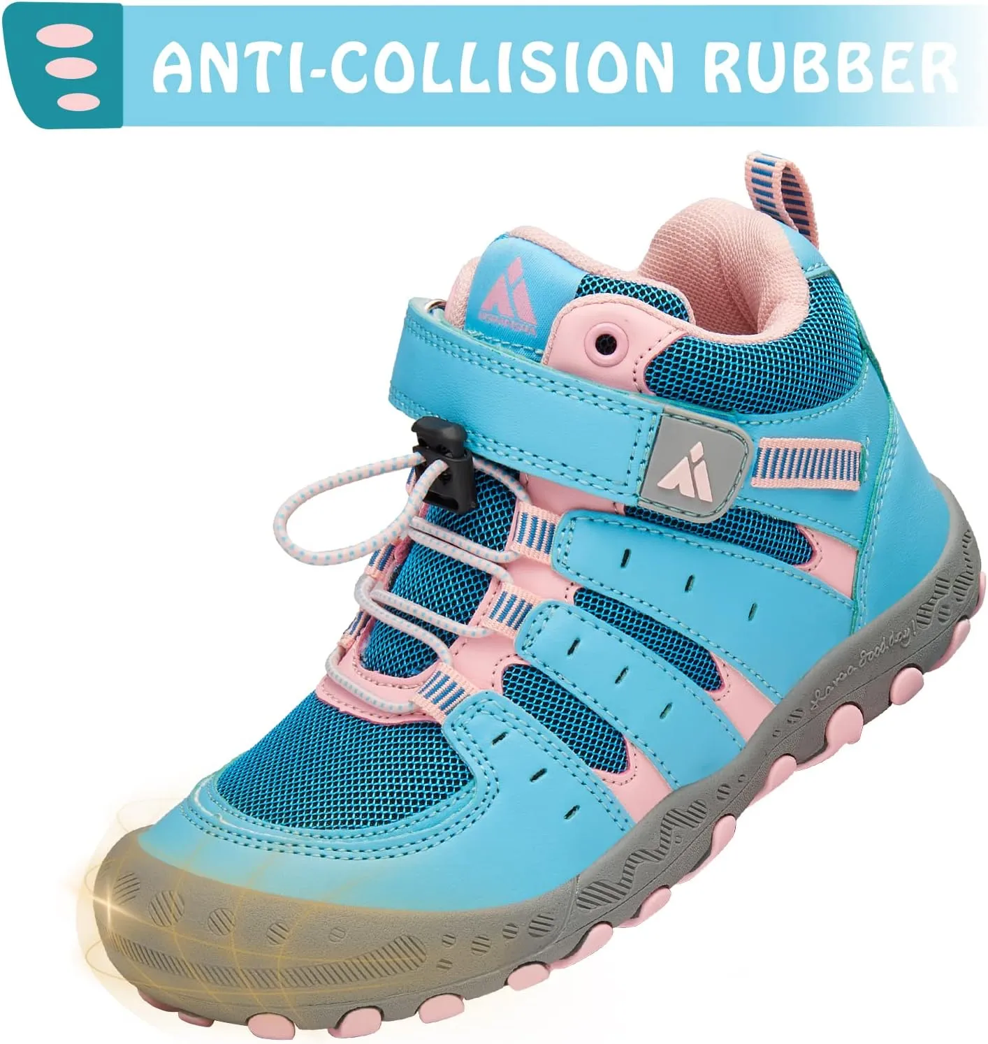 Mishansha Unisex-Child Outdoor Ankle Hiking Boots Boys Girls Trekking Walking Shoes with Hook and Loop