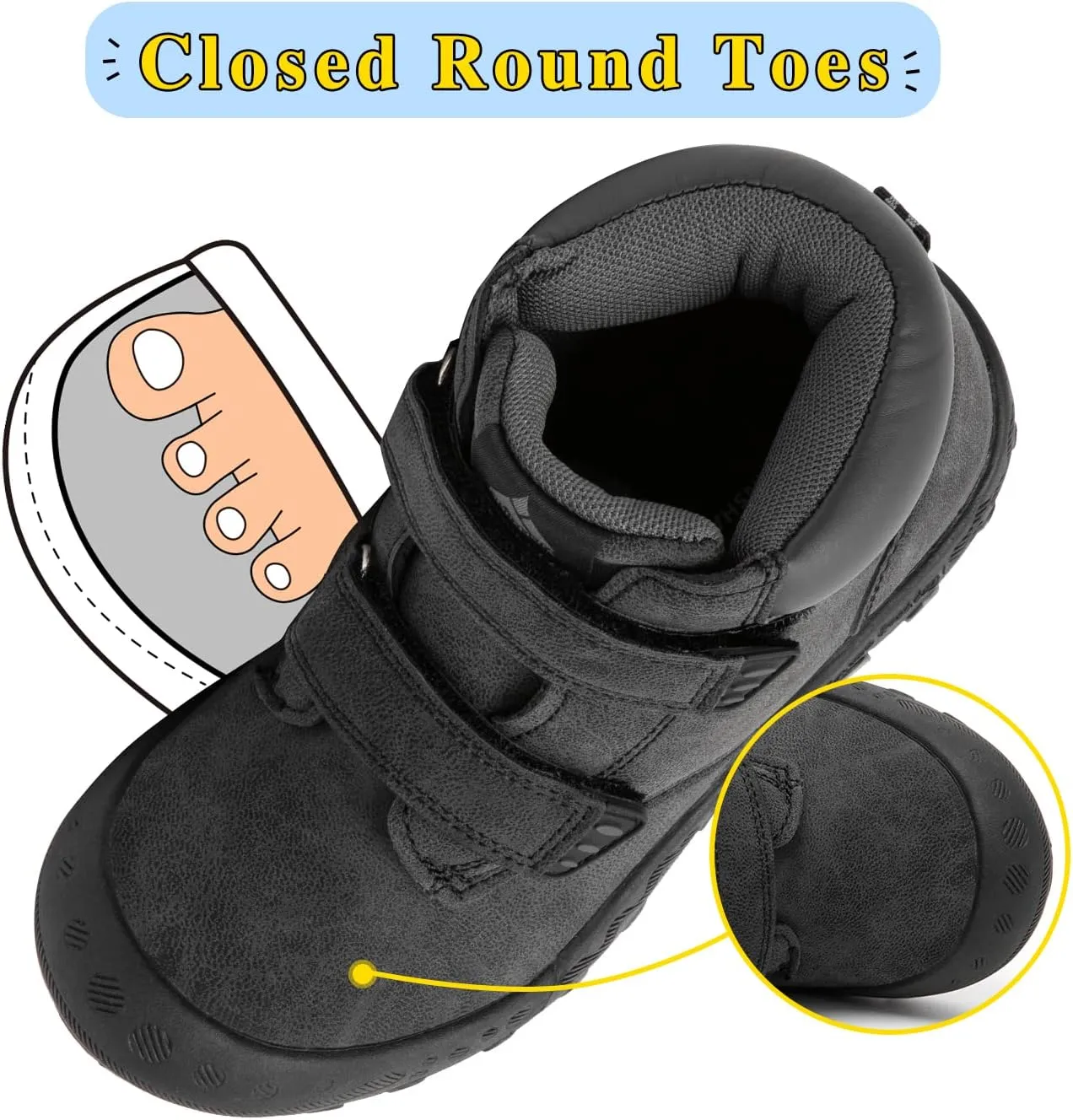 Mishansha Unisex-Child Outdoor Ankle Hiking Boots Boys Girls Trekking Walking Shoes with Hook and Loop