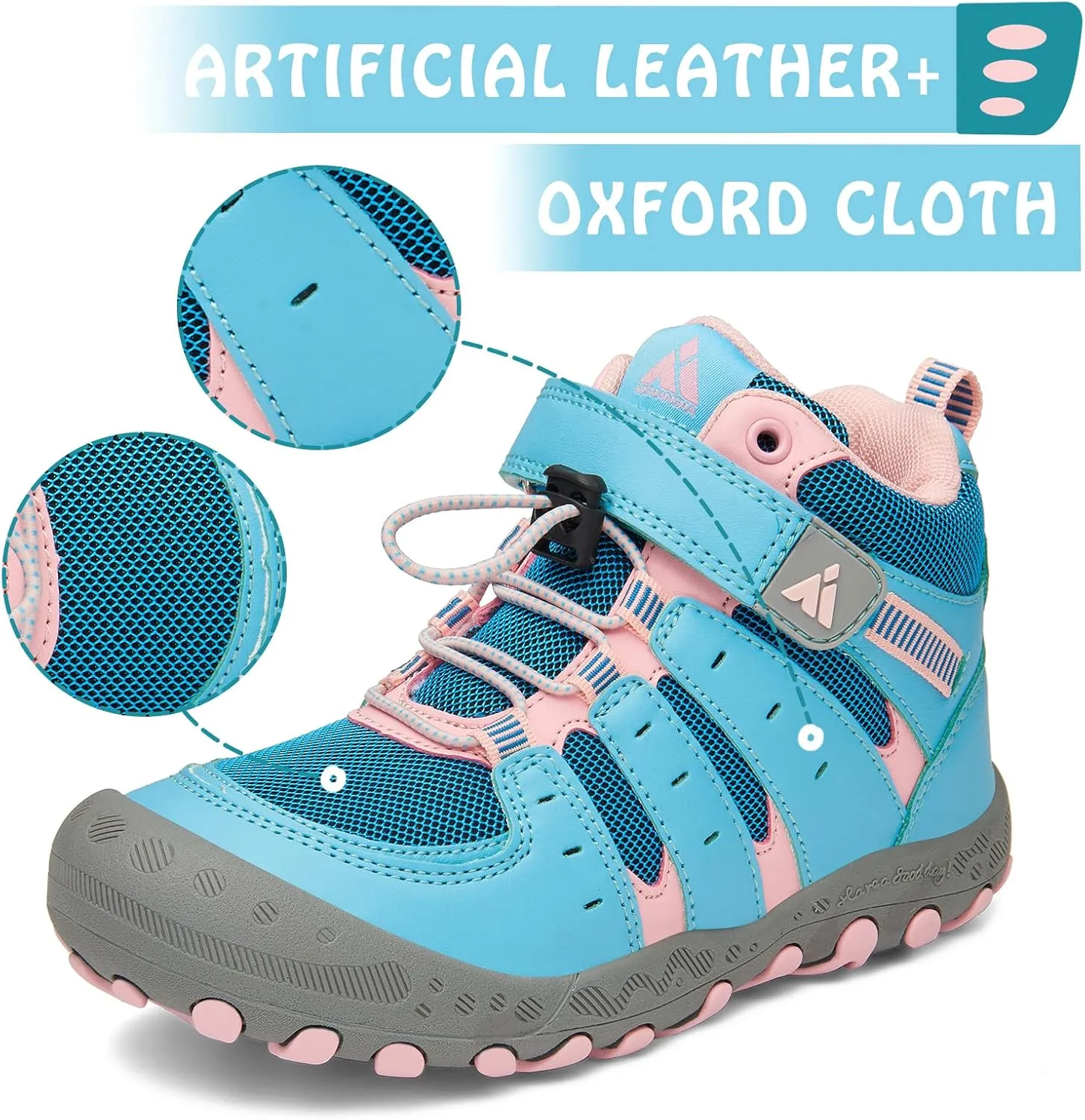 Mishansha Unisex-Child Outdoor Ankle Hiking Boots Boys Girls Trekking Walking Shoes with Hook and Loop