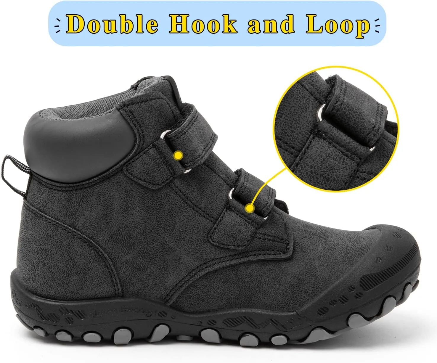 Mishansha Unisex-Child Outdoor Ankle Hiking Boots Boys Girls Trekking Walking Shoes with Hook and Loop