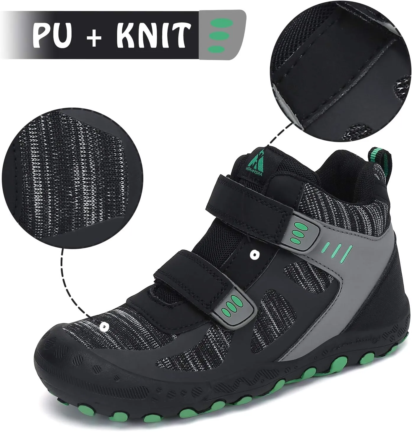 Mishansha Unisex-Child Outdoor Ankle Hiking Boots Boys Girls Trekking Walking Shoes with Hook and Loop