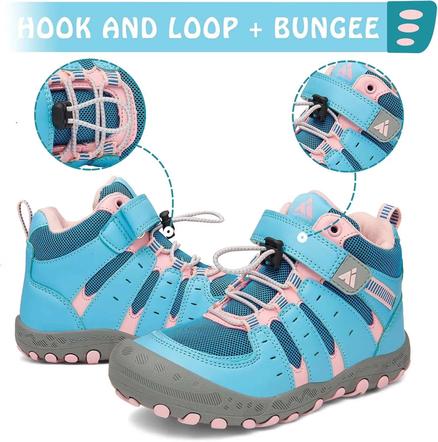 Mishansha Unisex-Child Outdoor Ankle Hiking Boots Boys Girls Trekking Walking Shoes with Hook and Loop