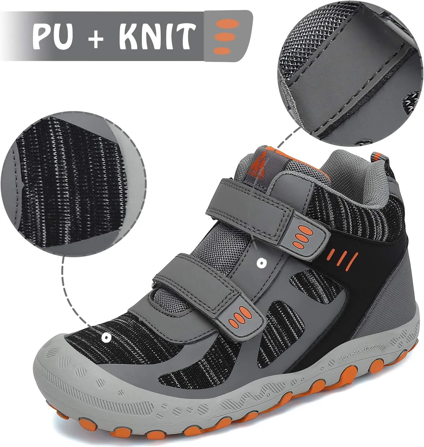 Mishansha Unisex-Child Outdoor Ankle Hiking Boots Boys Girls Trekking Walking Shoes with Hook and Loop