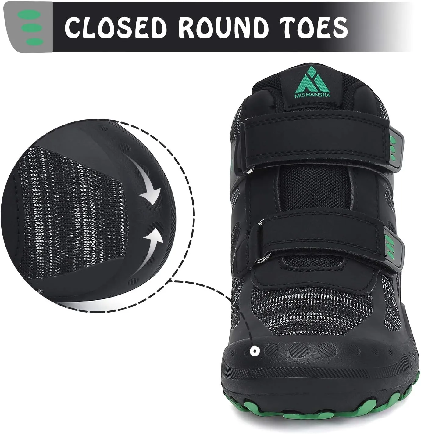 Mishansha Unisex-Child Outdoor Ankle Hiking Boots Boys Girls Trekking Walking Shoes with Hook and Loop