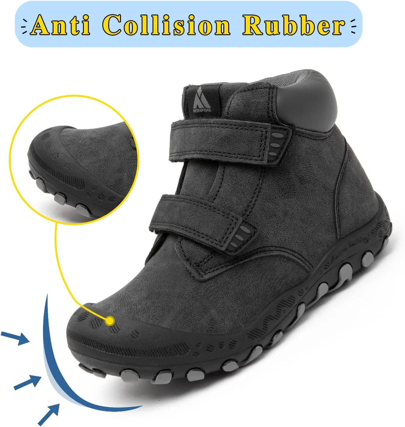 Mishansha Unisex-Child Outdoor Ankle Hiking Boots Boys Girls Trekking Walking Shoes with Hook and Loop