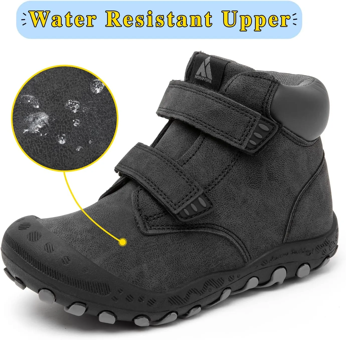 Mishansha Unisex-Child Outdoor Ankle Hiking Boots Boys Girls Trekking Walking Shoes with Hook and Loop