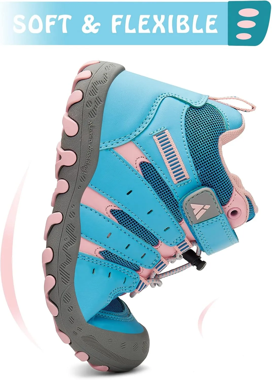 Mishansha Unisex-Child Outdoor Ankle Hiking Boots Boys Girls Trekking Walking Shoes with Hook and Loop