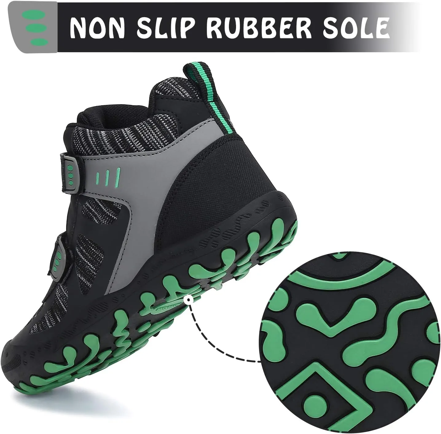 Mishansha Unisex-Child Outdoor Ankle Hiking Boots Boys Girls Trekking Walking Shoes with Hook and Loop