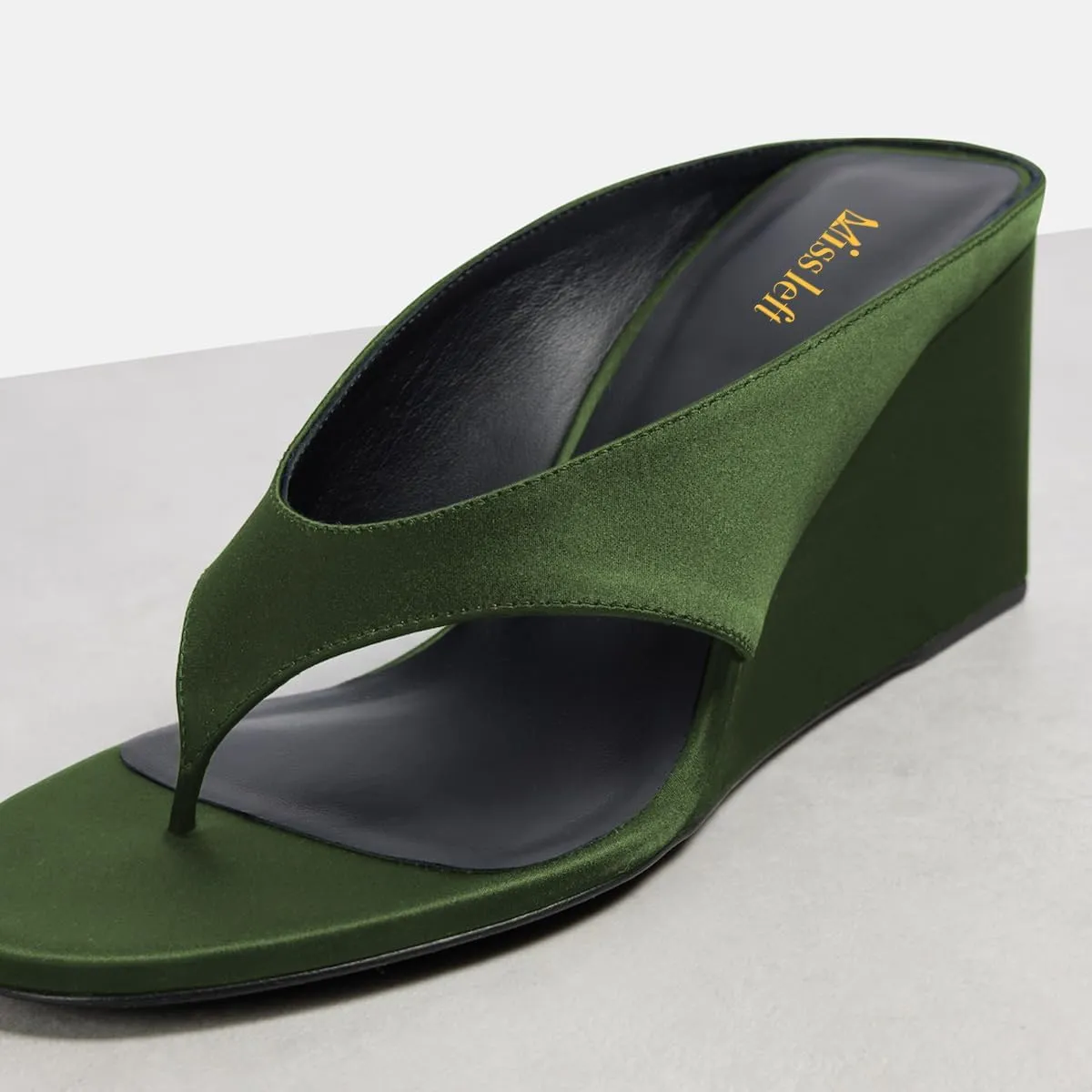 miss left Women Fashion Open Toe Flip Flops Slip on Wedge High Heel Thong Sandals Summer Casual Vacation Daily Wear Mules Size 4-16 US