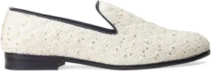 Modello Domani Indian Nawabi Cotton Slipons Men's Designer Shoes- Zardozi Luxurious Elegance Comfort Stylish Classic Style Embroidery Loafers Nappa Padded Lining | Handmade | Off White |