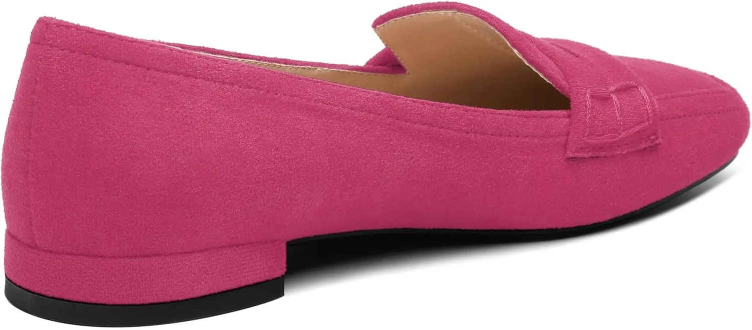 MODENCOCO Women's Loafers Comfortable Square Toe Flats Soft Women's Loafers & Slip-ons Fashion Suede Dress Shoes for Work Dating Casual