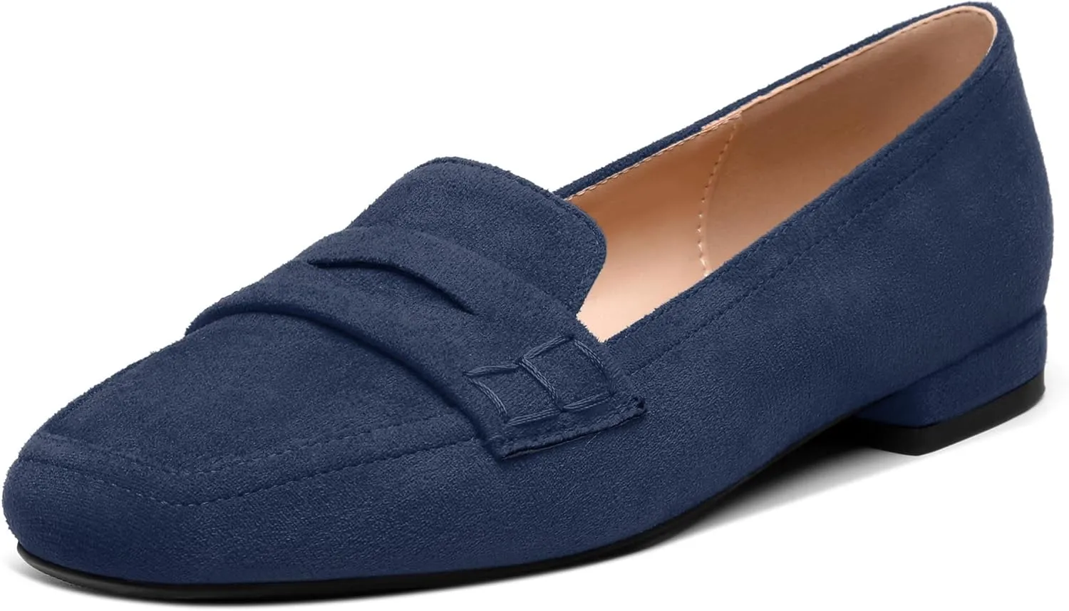 MODENCOCO Women's Loafers Comfortable Square Toe Flats Soft Women's Loafers & Slip-ons Fashion Suede Dress Shoes for Work Dating Casual