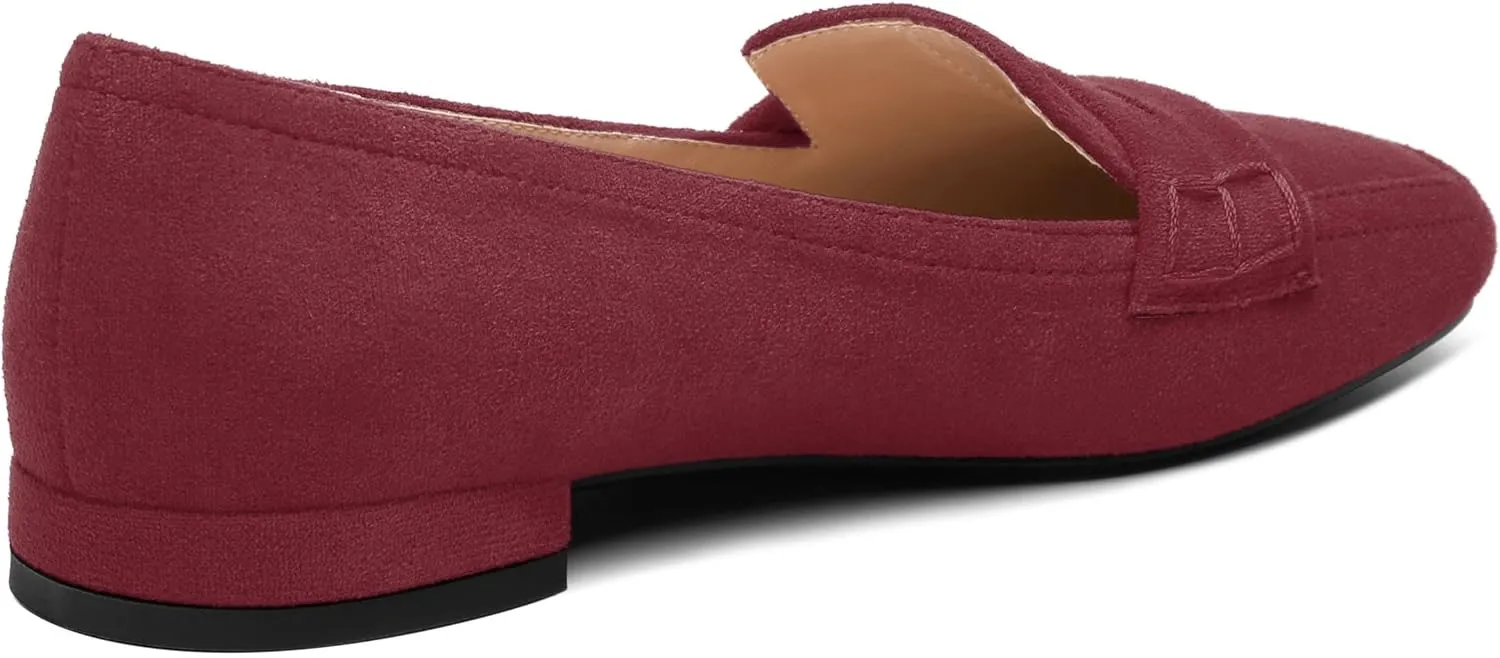 MODENCOCO Women's Loafers Comfortable Square Toe Flats Soft Women's Loafers & Slip-ons Fashion Suede Dress Shoes for Work Dating Casual