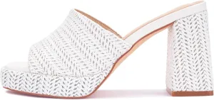 Monrovia Womens Sandals Heels for Women Slide On Block Chunky Platform High Heels Open Toe Raffia Wedge Sandals