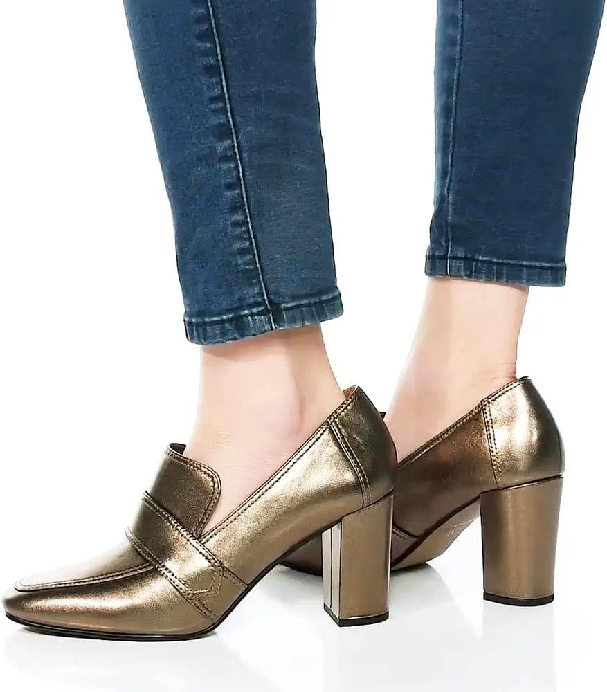 MOOMMO Women's Chunky Block Heel Pumps Round Closed Toe Slip On Oxford Loafers Shoes High Heels Snake Skin Work Pump Suede Loafer for Office Ladies Classic Formal Business Professional 4-13 M US