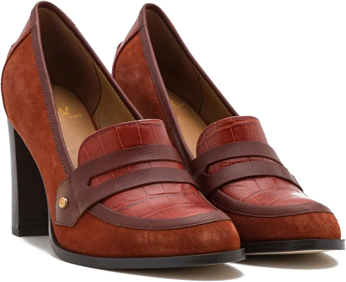 MOOMMO Women's Chunky Block Heel Pumps Round Closed Toe Slip On Oxford Loafers Shoes High Heels Snake Skin Work Pump Suede Loafer for Office Ladies Classic Formal Business Professional 4-13 M US