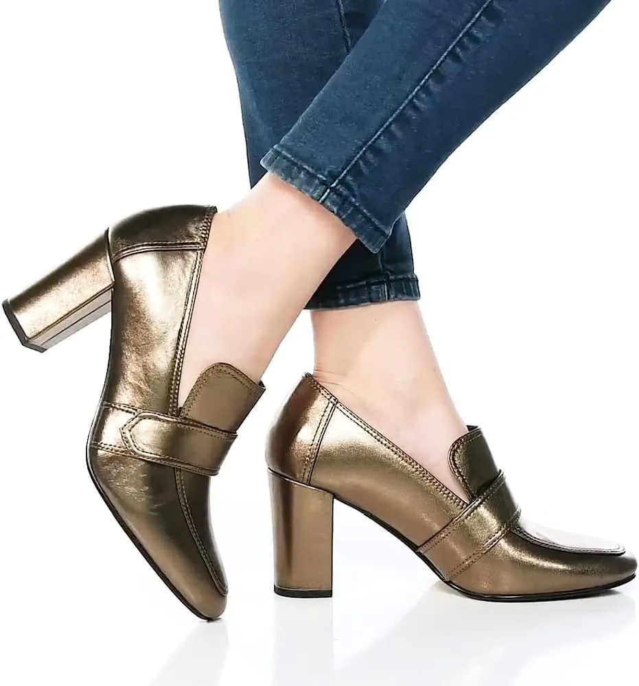 MOOMMO Women's Chunky Block Heel Pumps Round Closed Toe Slip On Oxford Loafers Shoes High Heels Snake Skin Work Pump Suede Loafer for Office Ladies Classic Formal Business Professional 4-13 M US