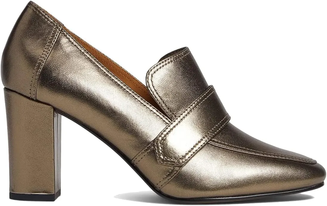 MOOMMO Women's Chunky Block Heel Pumps Round Closed Toe Slip On Oxford Loafers Shoes High Heels Snake Skin Work Pump Suede Loafer for Office Ladies Classic Formal Business Professional 4-13 M US