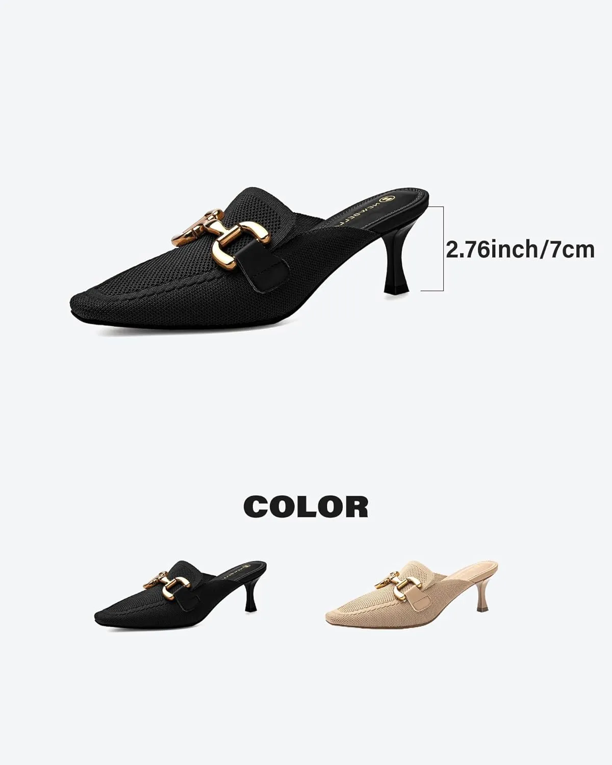 Mousse FIT Women's Elegant Square Toe Heeled Mules