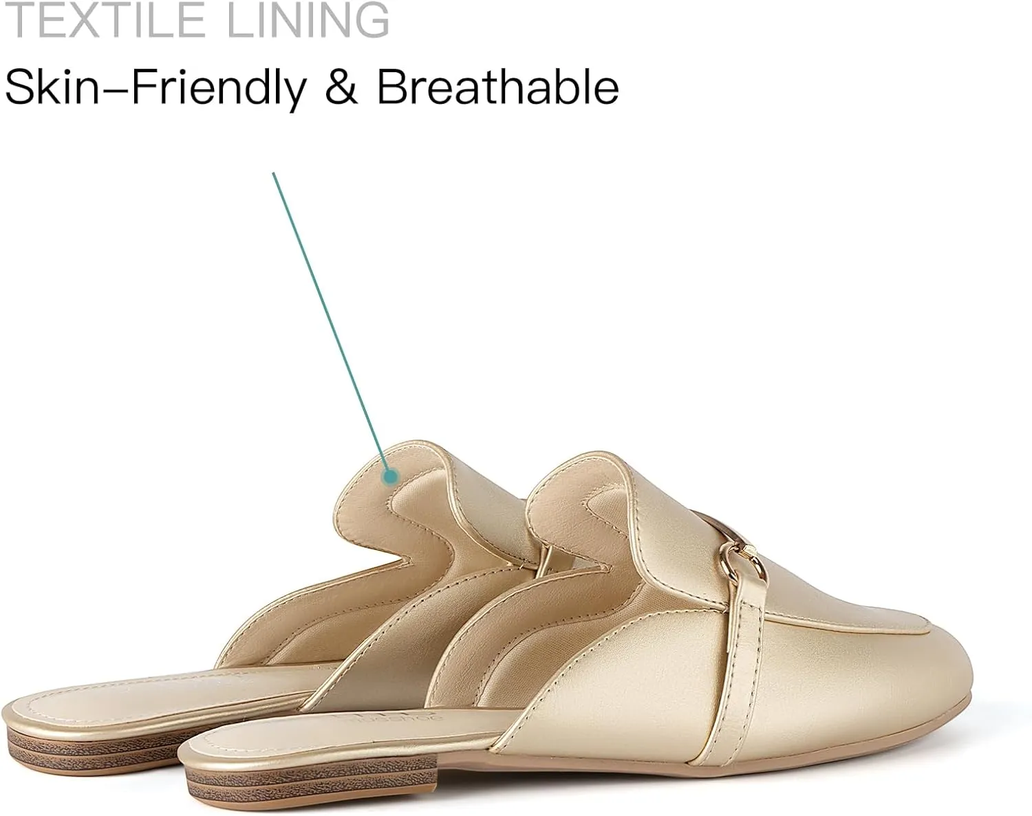 MUSSHOE Mules for Woman Buckle Flats Comfortable Slip on Women Mules Flats Shoes Backless Loafers
