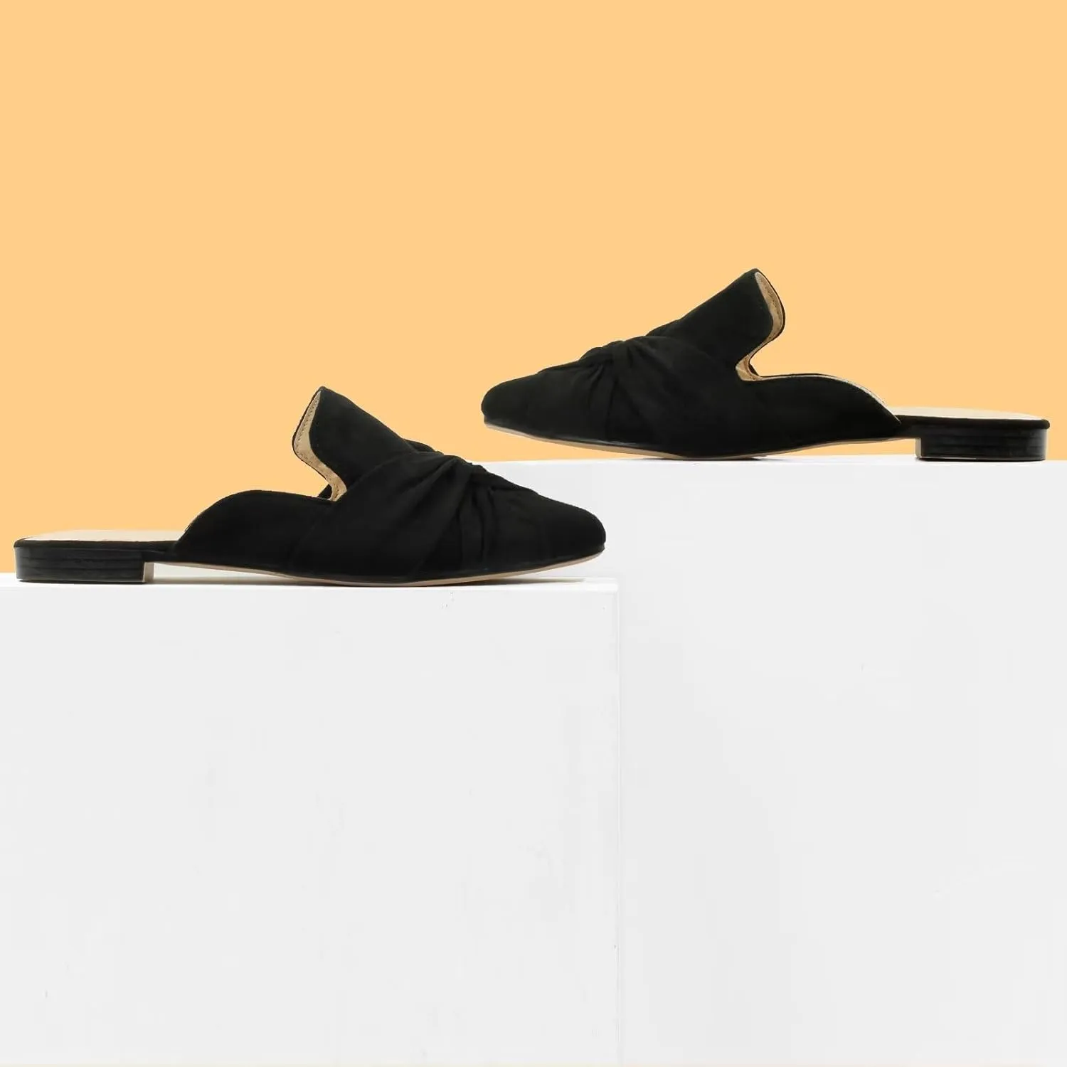 MUSSHOE Mules for Women Flats Comfortable Women Mules Backless Loafers with Knot